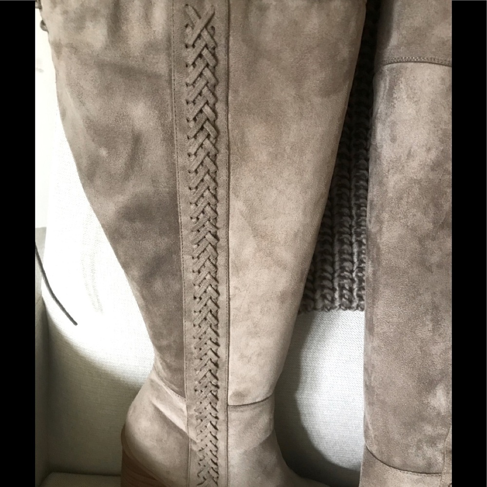 torrid Taupe Over-the-Knee Lace-Up Block Heel Boots - Picture 2 of 7
